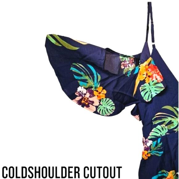 FASHION NOVA VIDETTE Navy Blue Floral Side Tie Romper 3X - Picture 4 of 16